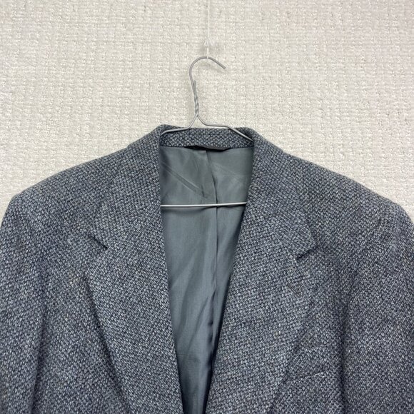 Vintage Harris Tweed Blazer Mens 42T Sport Coat Suit Jacket Dark Blue Wool - Picture 2 of 16